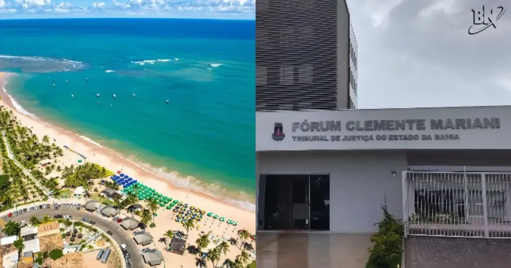 Praia e Fórum do caso | Fotos: Divulgação / Google Maps